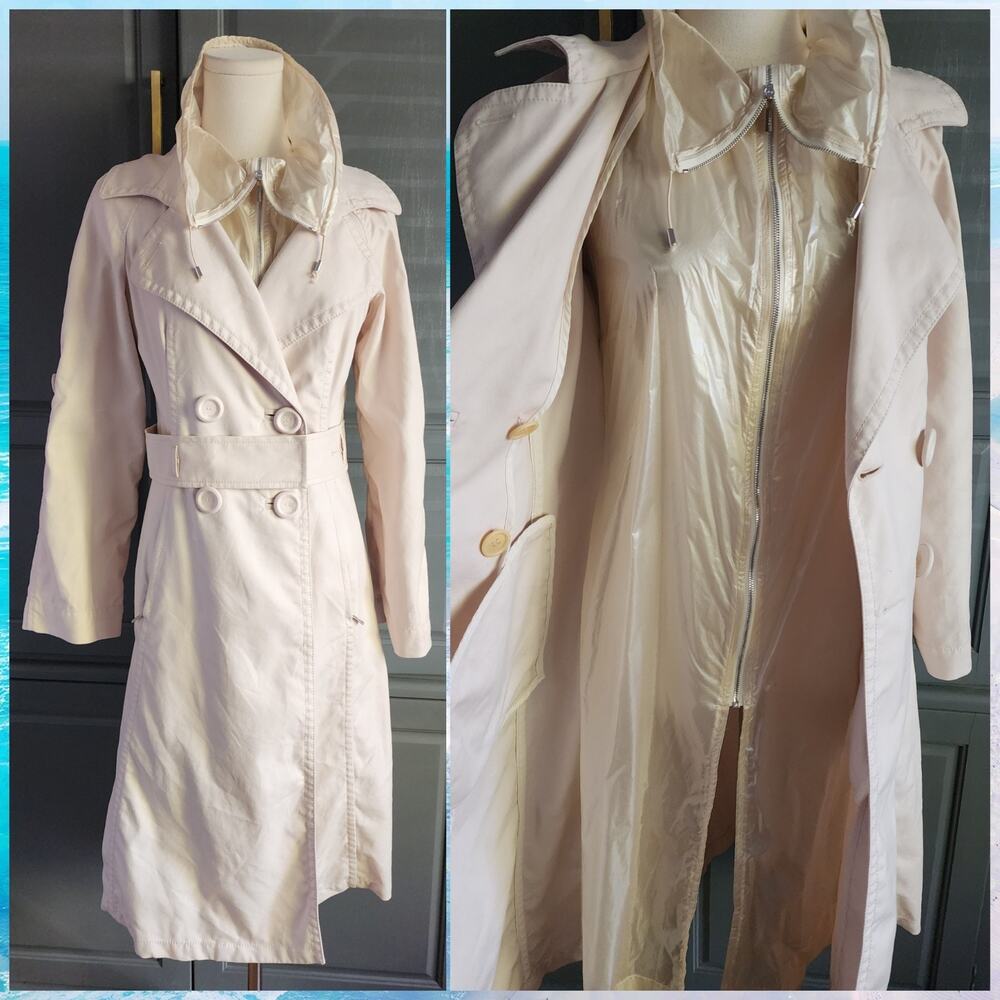 Sportmax Italy Max Mara trench coat double breasted Khaki Tab Sleeve size US 4